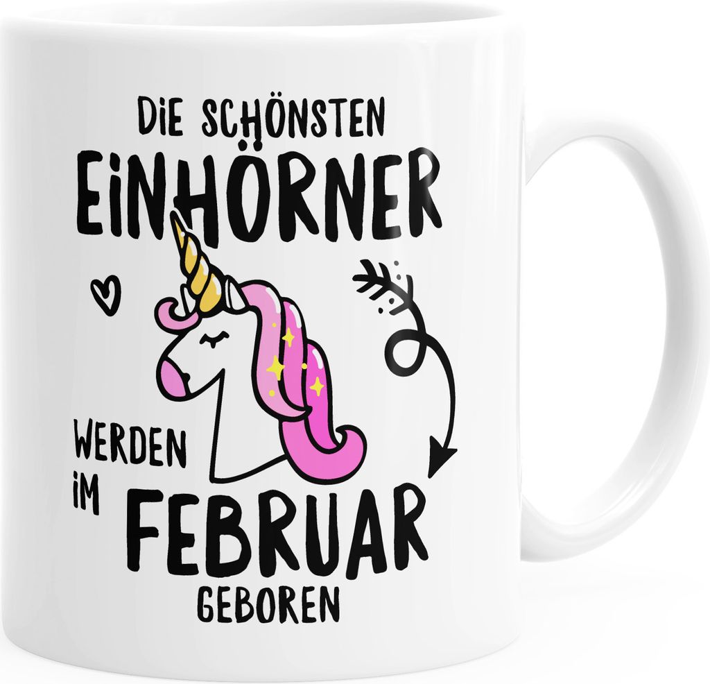 Die schönsten Einhörner werden im Wunschmonat geboren Tasse MoonWorks Februar weiß unisize