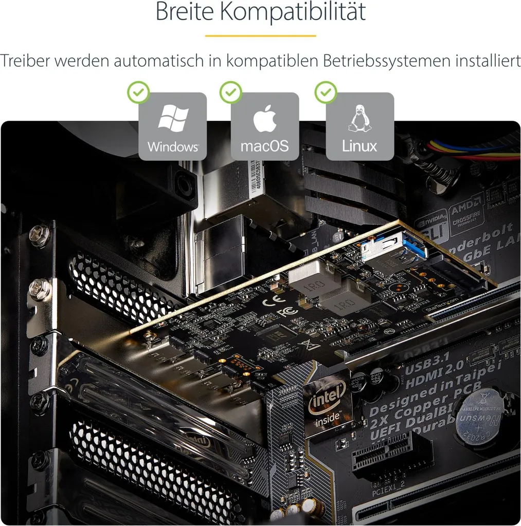 StarTech.com Carte PCIe USB 3.2 10Gbps - 4x USB-C et 1x USB-A Interne - 11