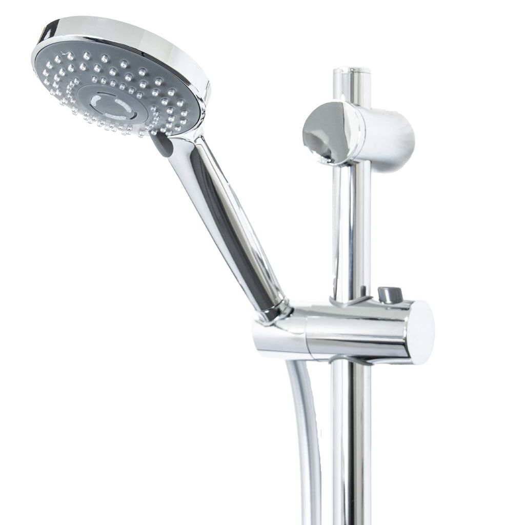 tecuro Brauseset Komfort-100 - mit 3 Funktionen Handbrause, Brauseschlauch 160 cm, Wandstange 70 cm