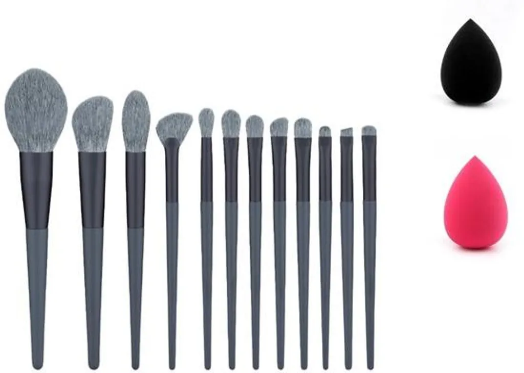 Set de pinceaux de maquillage 12 pièces bleu ciel en fibres synthétiques