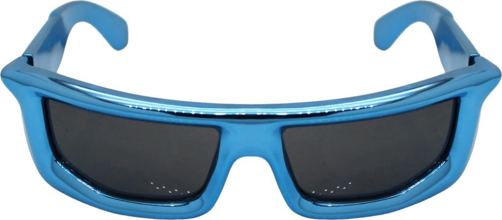 Coole Raverbrille Schnelle Brille Sonnenbrille sportliche Partybrille Schwarz Getönt Festivalbrille Chrom Blau