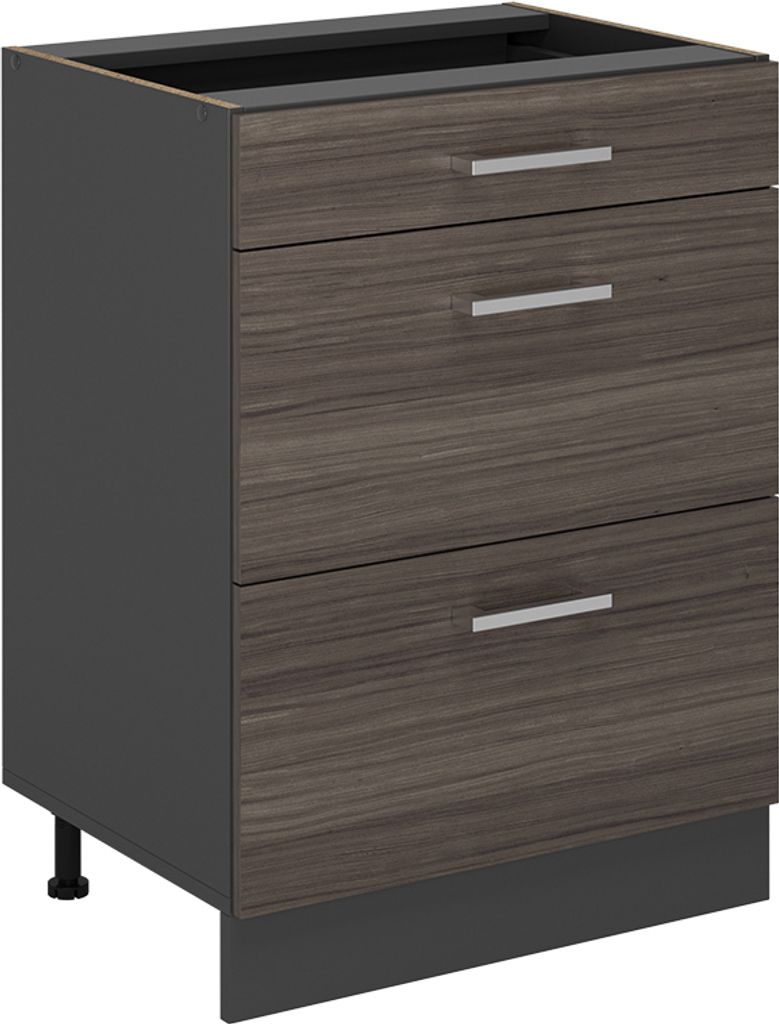 Küchenunterschrank Vicco R-Line Edelgrau 60 cm mit Schubladen, ohne Arbeitsplatte, Model 53750
