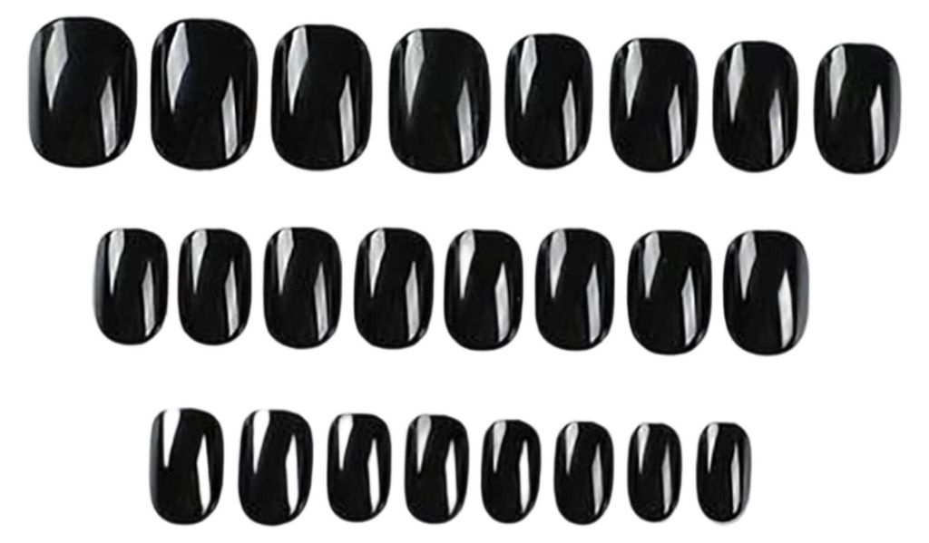24 Stück glänzend schwarze künstliche Fingernägel – Gel-Version
