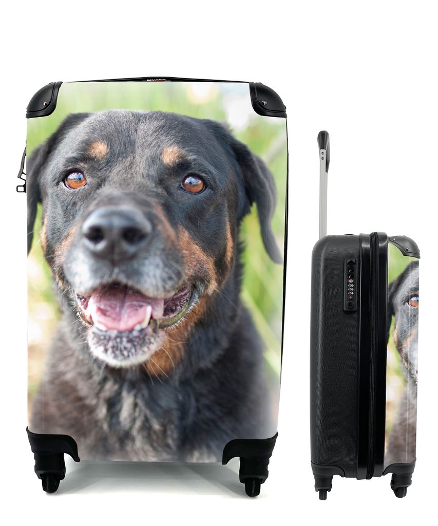 MuchoWow Koffer Handgepäck Trolley Rollkoffer Kleine Reisekoffer mit 4 Rollen - Porträt eines Rottweilers - Cabin Size < 55x40x23 cm & 55x40x20...