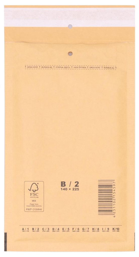 verpacking 1000 Luftpolstertaschen 140x225 mm B2 Versandtaschen Braun - Luftpolsterumschlag Polsterumschläge selbstklebend