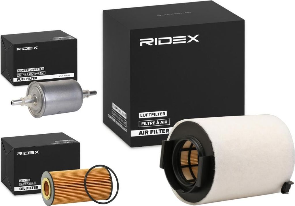 RIDEX Filterset Inspektionspaket Filtersatz für VW Golf V Schrägheck (1K1) TOURAN (1T1, 1T2) GOLF PLUS (5M1, 521) Passat Limousine (3C2) für AUDI