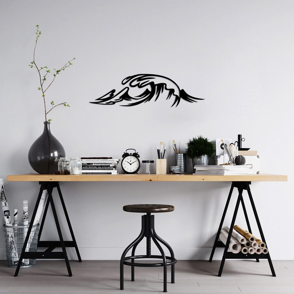 Wallity, Wave- SKL2511, Schwarz, Sonstige Wohndekorationen, 70 x 20 cm, 100% Metall (Dicke: 1