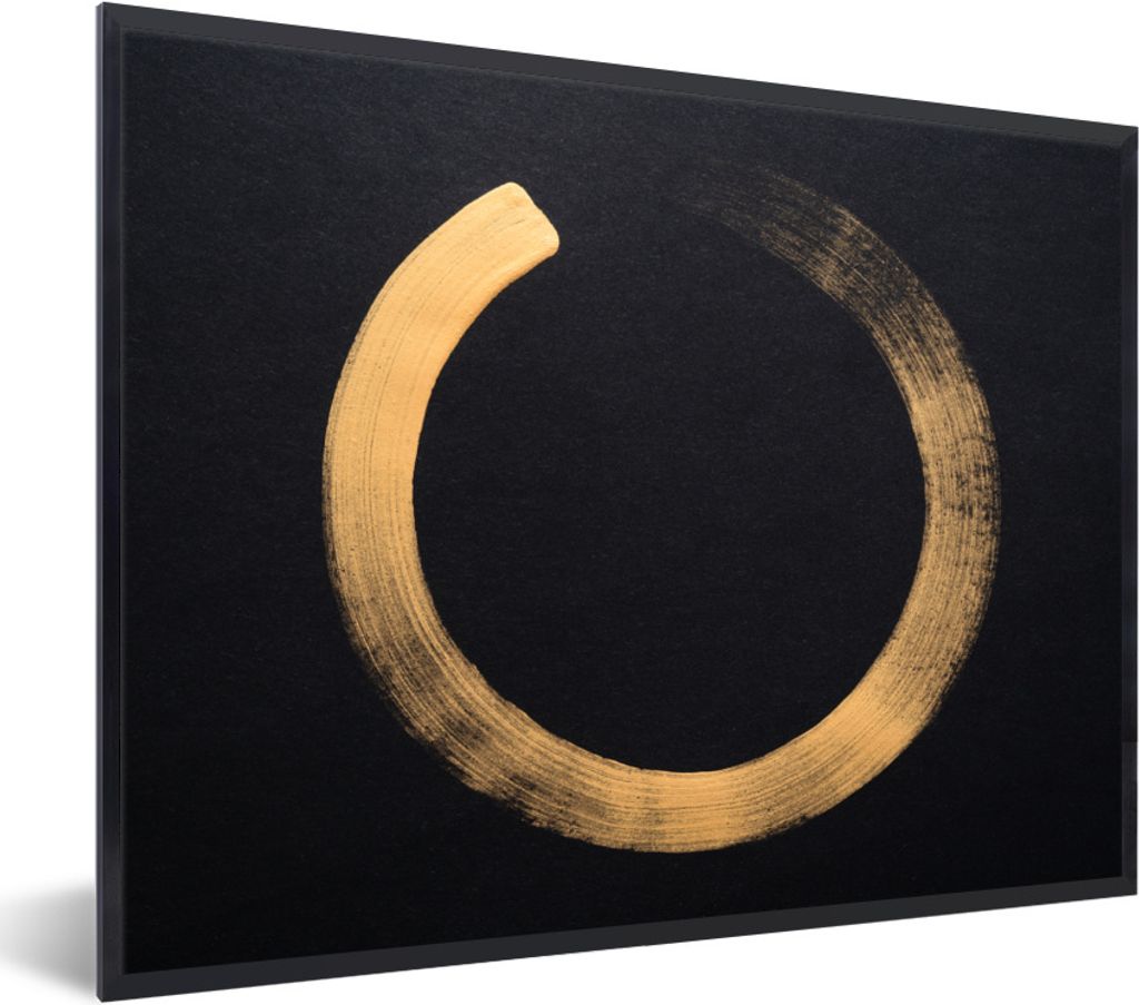 MuchoWow Gerahmtes Poster Goldener Kreis auf dunklem Hintergrund 40x30 cm - Poster mit Schwarzem Bilderrahmen Wandposter Rahmen Foto Bilder - Kun...