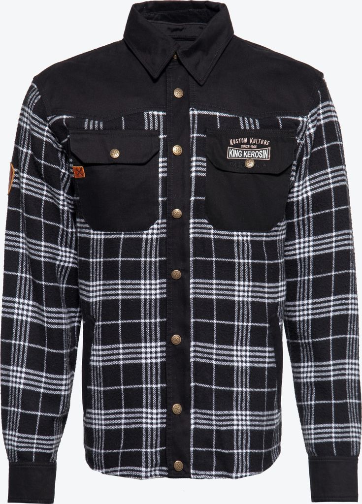 King Kerosin KK Kustom Kulture Workwear Hemd, schwarz/weiß, S