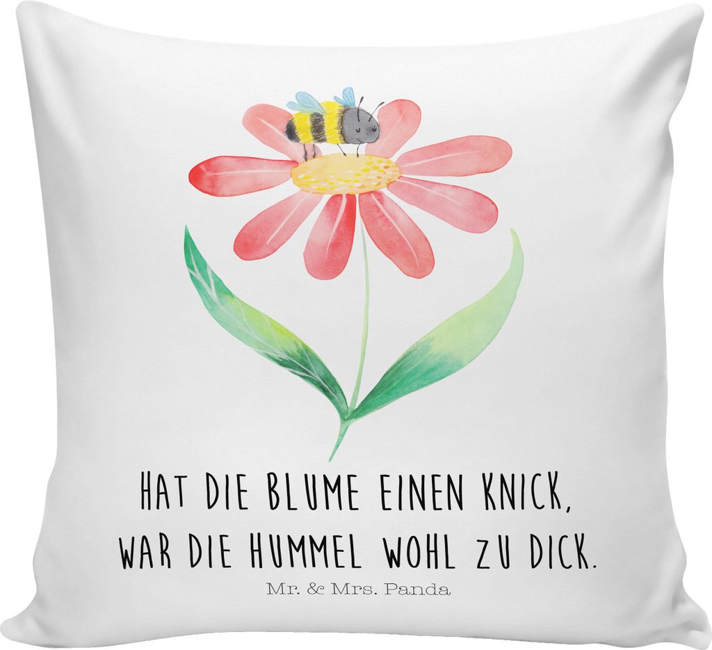 Mr. & Mrs. Panda Kissen 40x40 Hummel Blume - Weiß - Geschenk, wohnzimmer, Zierkissen, zier, Natur, Hummeln, Wespe, Biene, Gute Laune, für sofa, K...