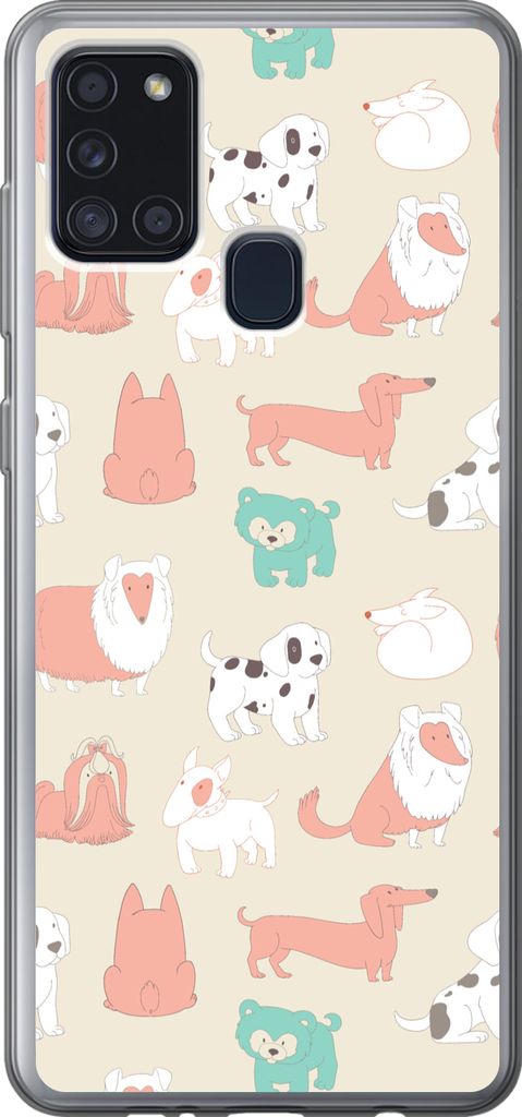 MuchoWow Handyhülle Schutzhülle Hülle für Telefoonhoesje Samsung Galaxy A21s Muster - Hund - Welpe - Jungen - Mädchen - Kinder - Kinder Sili...