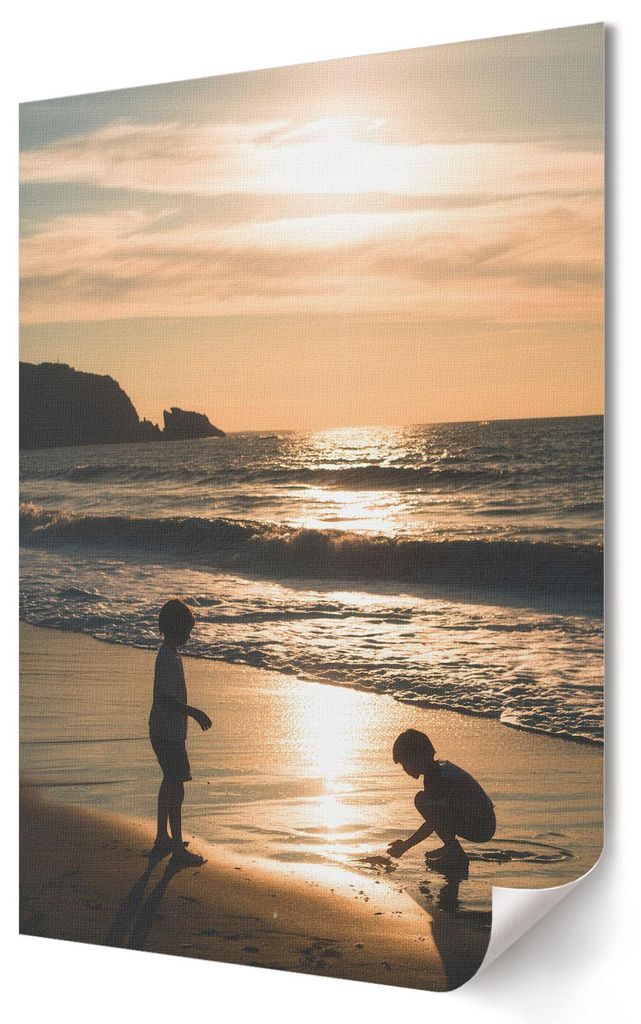 Kinder am Strand- Kunstdruck A3 (29x42 cm) - Klassisch, rustikal, romantisch, ausdrucksstark, minimalistisch- Wandbild für Wohnzimmer Schlafzimmer...