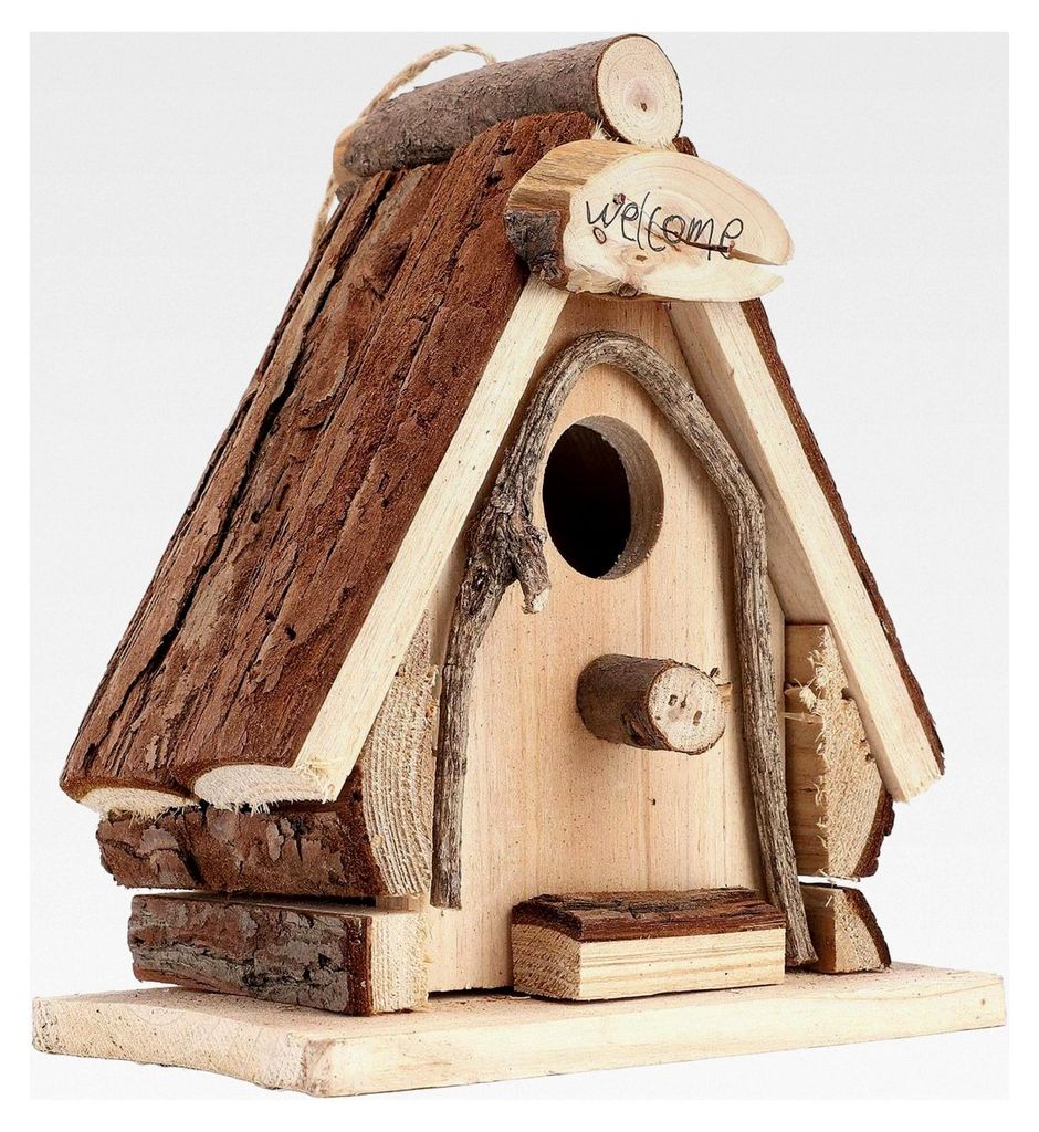 Dekoratives Vogelhaus aus Holz für den Außenbereich, Elegantes Design für Garten und Balkon, Hängendes Vogelhaus für Vögel, Kiefernholz, 1 St...