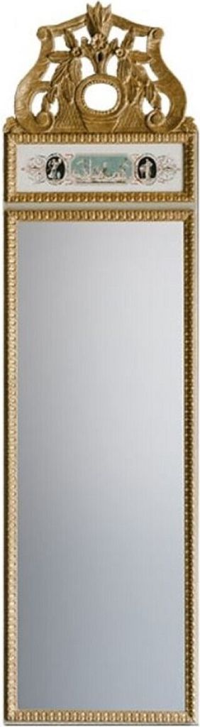 Casa Padrino Wandspiegel Weiß / Mehrfarbig / Antik Gold 44,5 x H. 164 cm - Prunkvoller Spiegel im Neoklassischen Stil