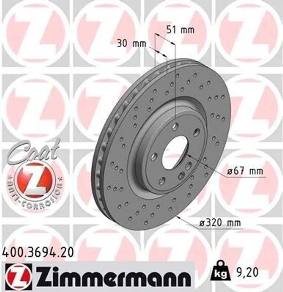 Disque de frein avant ventilé pour Mercedes Classe B W246 et CLA C117