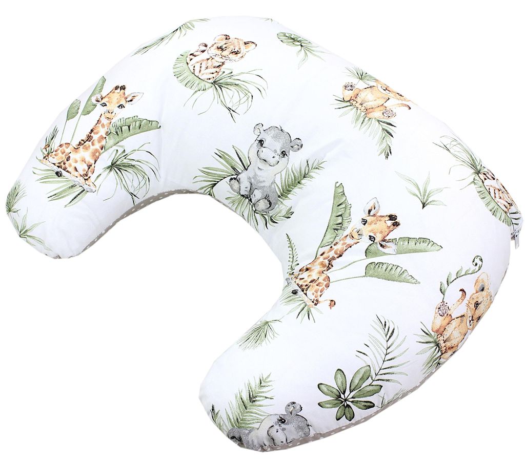TupTam Baby Stillkissen Klein mit Baumwoll-Bezug, Farbe: Safari / Löwe / Braun / Blätter / Grün