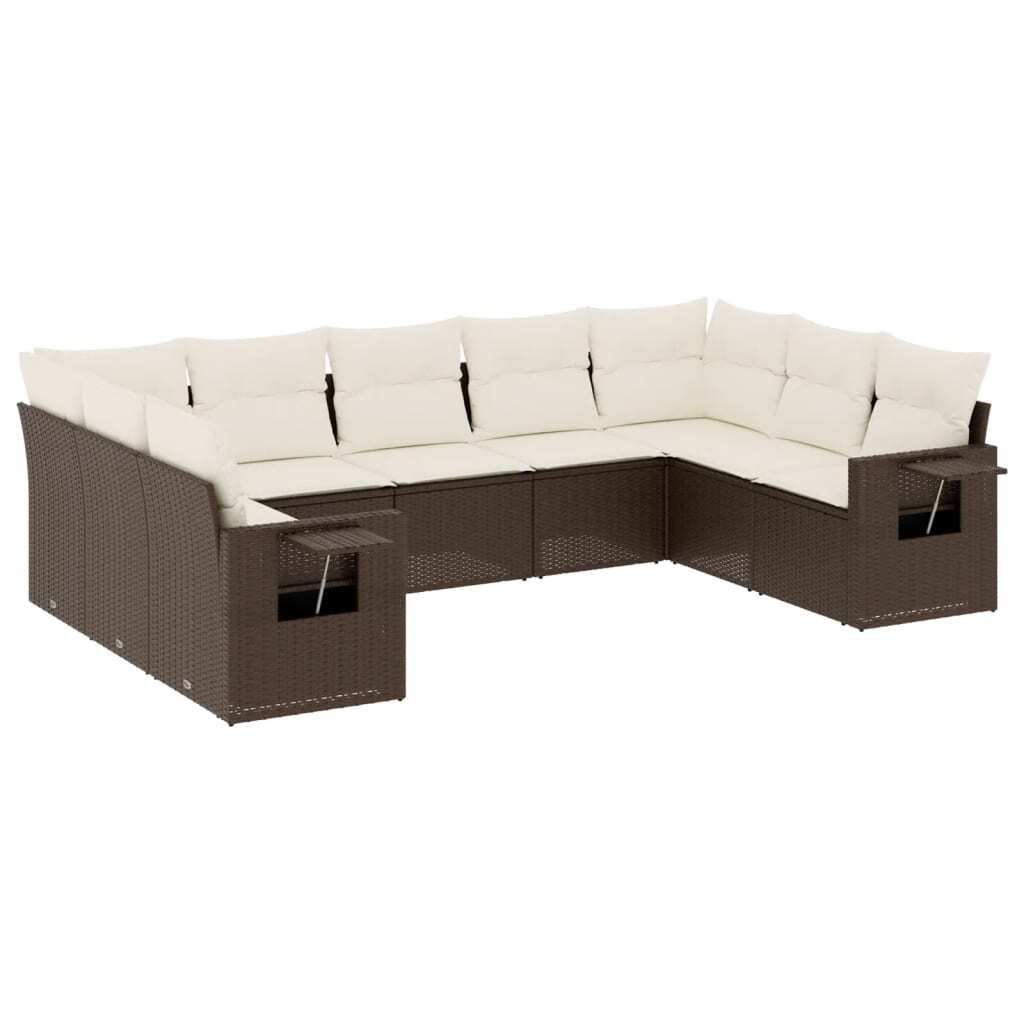 "WINTER SALE" 9-tlg. Garten-Lounge-Set - elegantes Design - Sitzgruppe/Gartengarnitur - mit Kissen Braun Poly Rattan - Terassenmöbel NeuMöbel976910