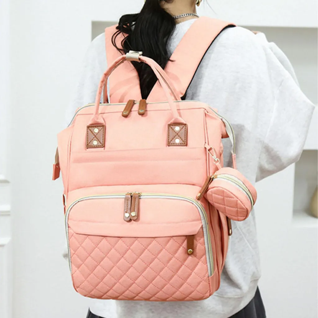 Borsa Pannolini Rosa: Zaino Mamma con Grande Apertura e Scomparti