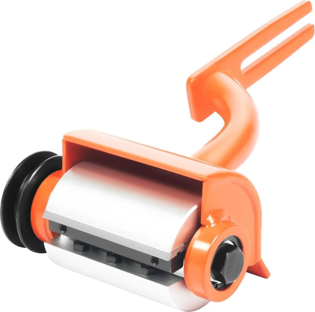 Holzschäler - Kettensägen Entrindungsgerät Aufsatz - Verstellbare Klingen - Edelstahl - Riemenscheiben-Übersetzung 2:3 - Orange