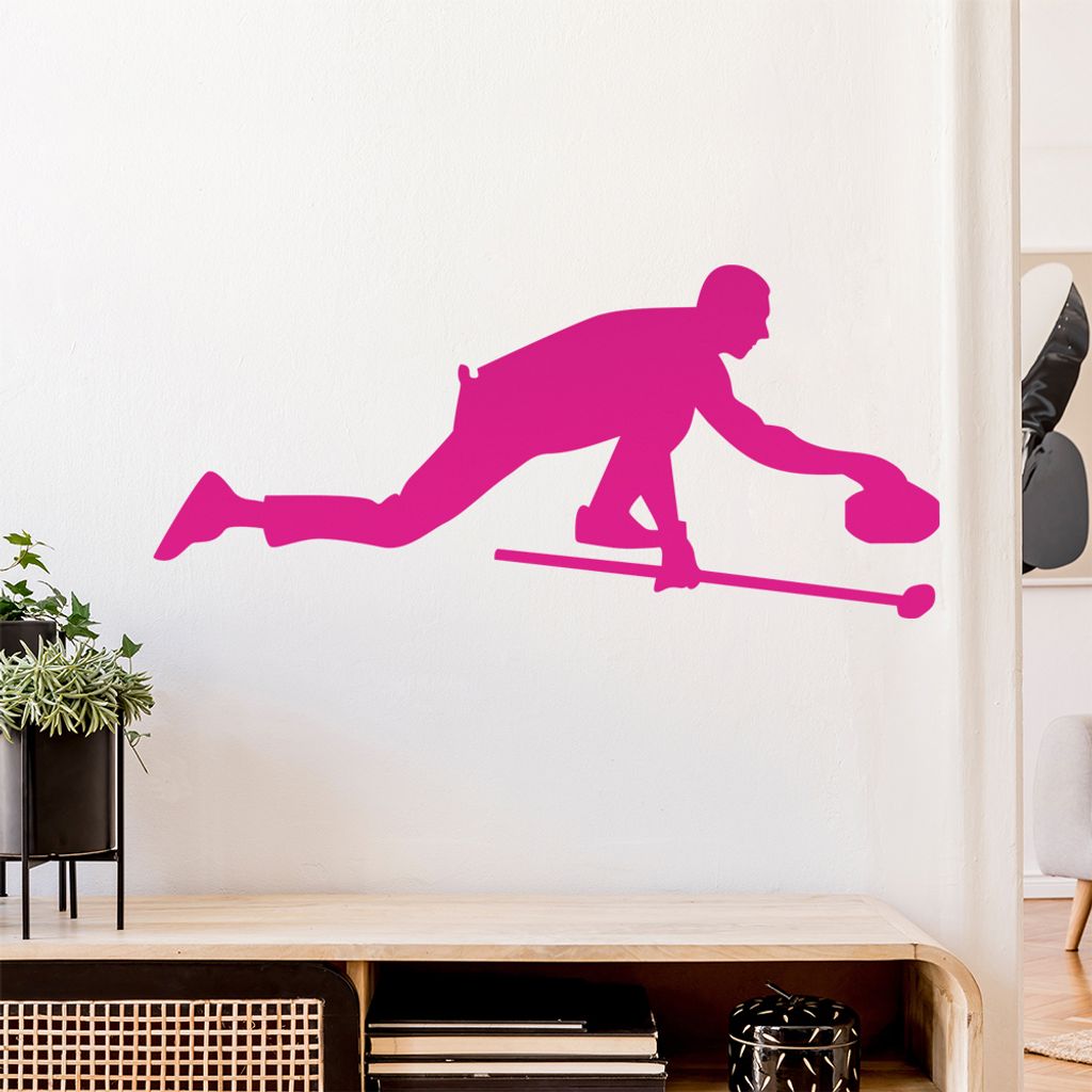Curling Spieler Curlingspieler Wandtattoo Wandaufkleber Wall Sticker - Dekoration, Küche, Wohnzimmer, Schlafzimmer, Badezimmer