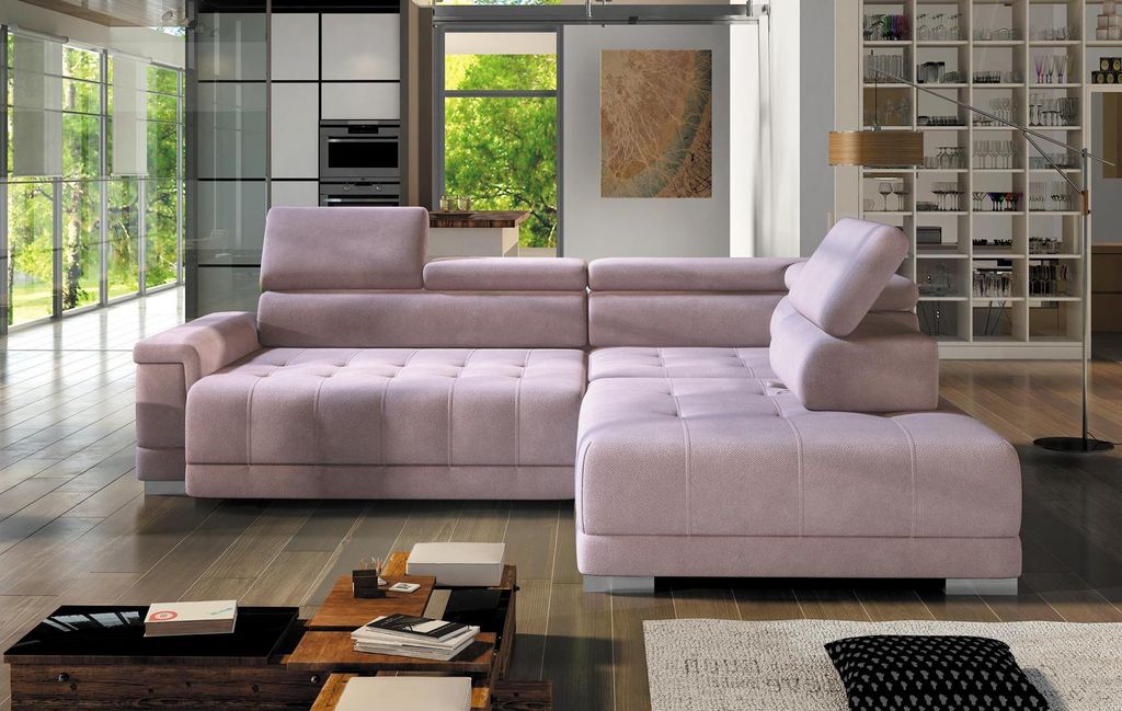 Ecksofa L Form Couch Wohnlandschaft Sofa Eck Design Modern Sofa Stoff Neu Pink