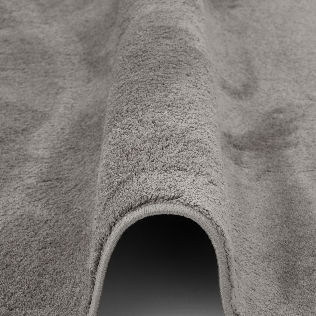 Luxus Super Soft Hochflor Langflor Teppich Melia Einfarbig Rund, Größe:120 cm Rund, Farbe:Grau