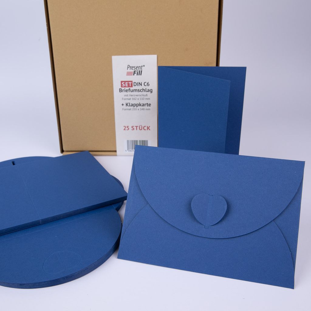 50 x Faltkarten + Umschlag DIN A6/C6 Klappkarte mit Briefumschlag - Saphir Blau