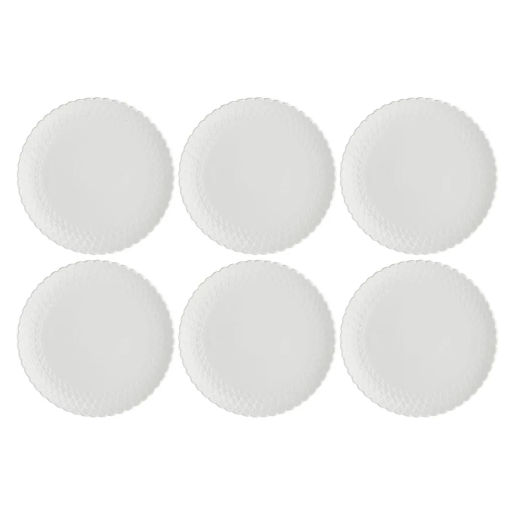 Servizio 6 Piatti Insalata La Porcellana Bianca 22cm - Stile Country Chic