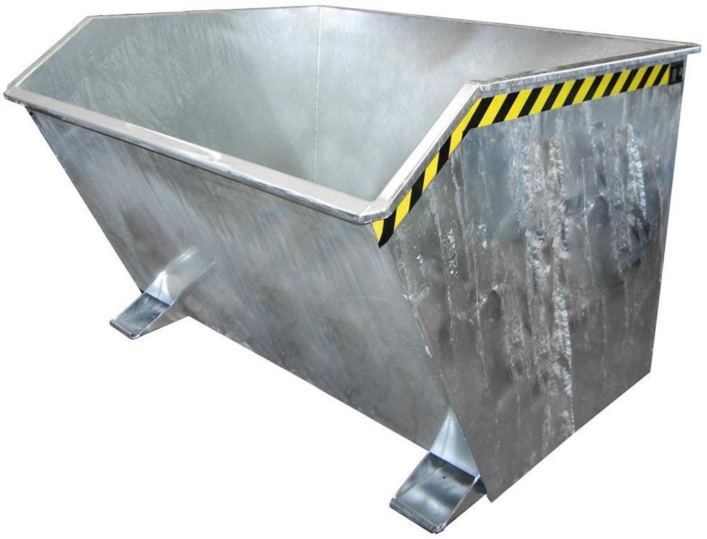 Späne-Selbstkippbehälter, Volumen 2,0 cbm, LxBxH 1640x1680x1090 mm, feuerverzinkt