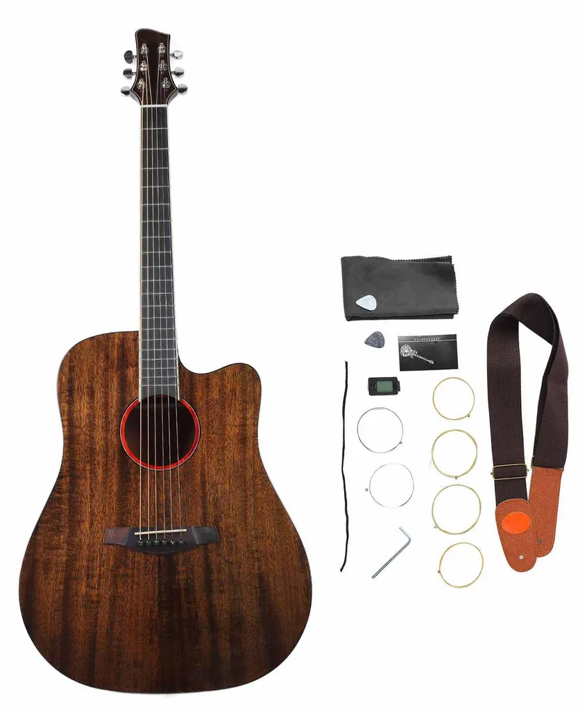 Guitare Acoustique Folk 41 Pouces 104 cm - Finition Rétro avec Accessoires