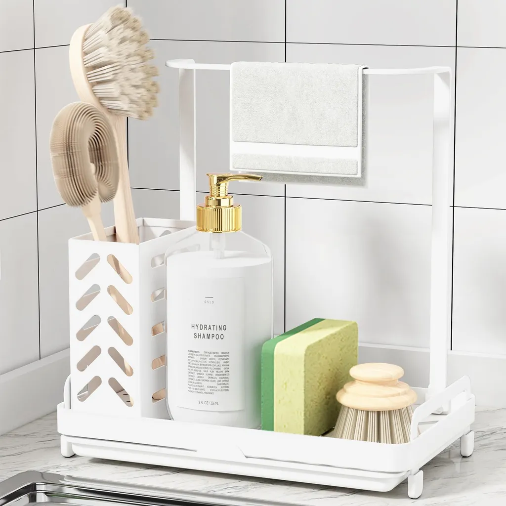 Fini l'Humidité : Rangement Évier Inox Blanc avec Drainage Intelligent