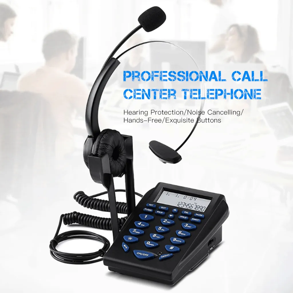 Poste téléphonique fixe avec micro-casque professionnel pour bureau