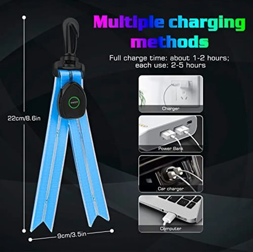 8 Clip LED Lampeggianti Di Sicurezza Per Bambini - 2 Modalità, 4 LED, Impermeabili, Visibilità 250m - Per Zaino, Borsa, Giacca, Cane - 2