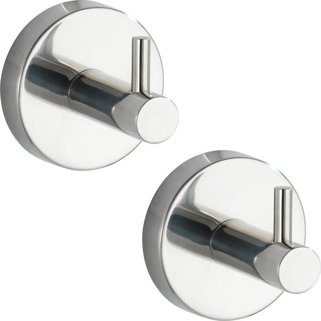 WENKO 2er Set Wand Haken Edelstahl Kleider Handtuch Halter Produktbild 