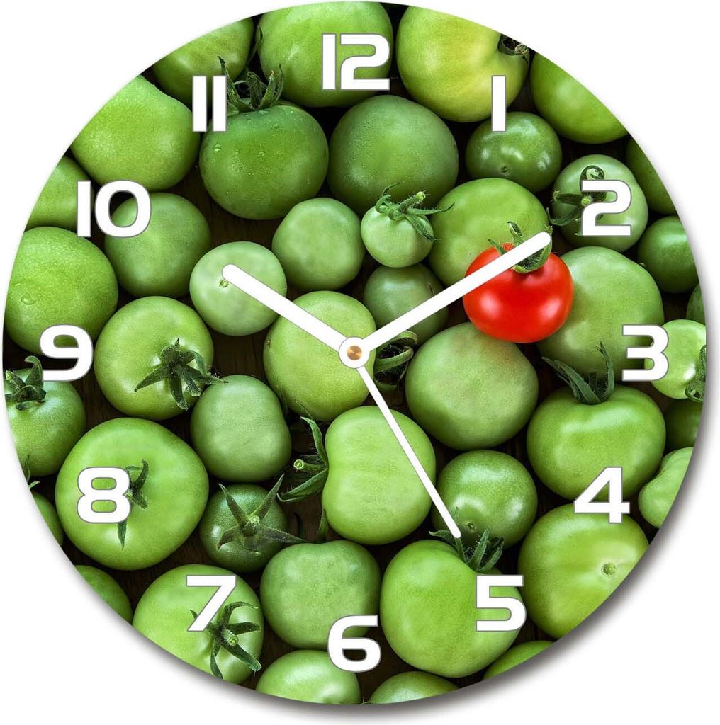 Wanduhr aus Glas 30fi Glasbild Glasuhr Gehärtetes Glas - weisse-zeiger - Ripe tomato