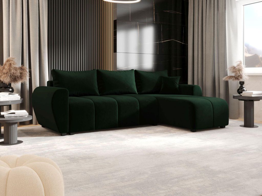 BEDANTE ECKSOFA MOLISA L Itaka 10 Rechts Dunkelgrün mit Schlaffunktion L-Form Sofa mit Stauraum Bettkasten Wohnzimmersofa Couch Sofa Bettsofa Bett...