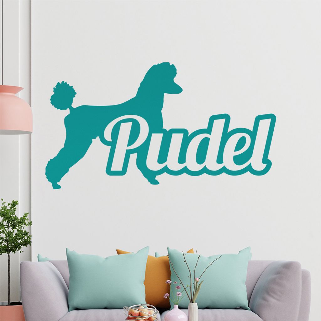 KIWISTAR Pudel mit Name Schrift Silhouette Wandtattoo in 6 Größen - Wandaufkleber Wall Sticker - Dekoration, Küche, Wohnzimmer, Schlafzimmer, Ba...