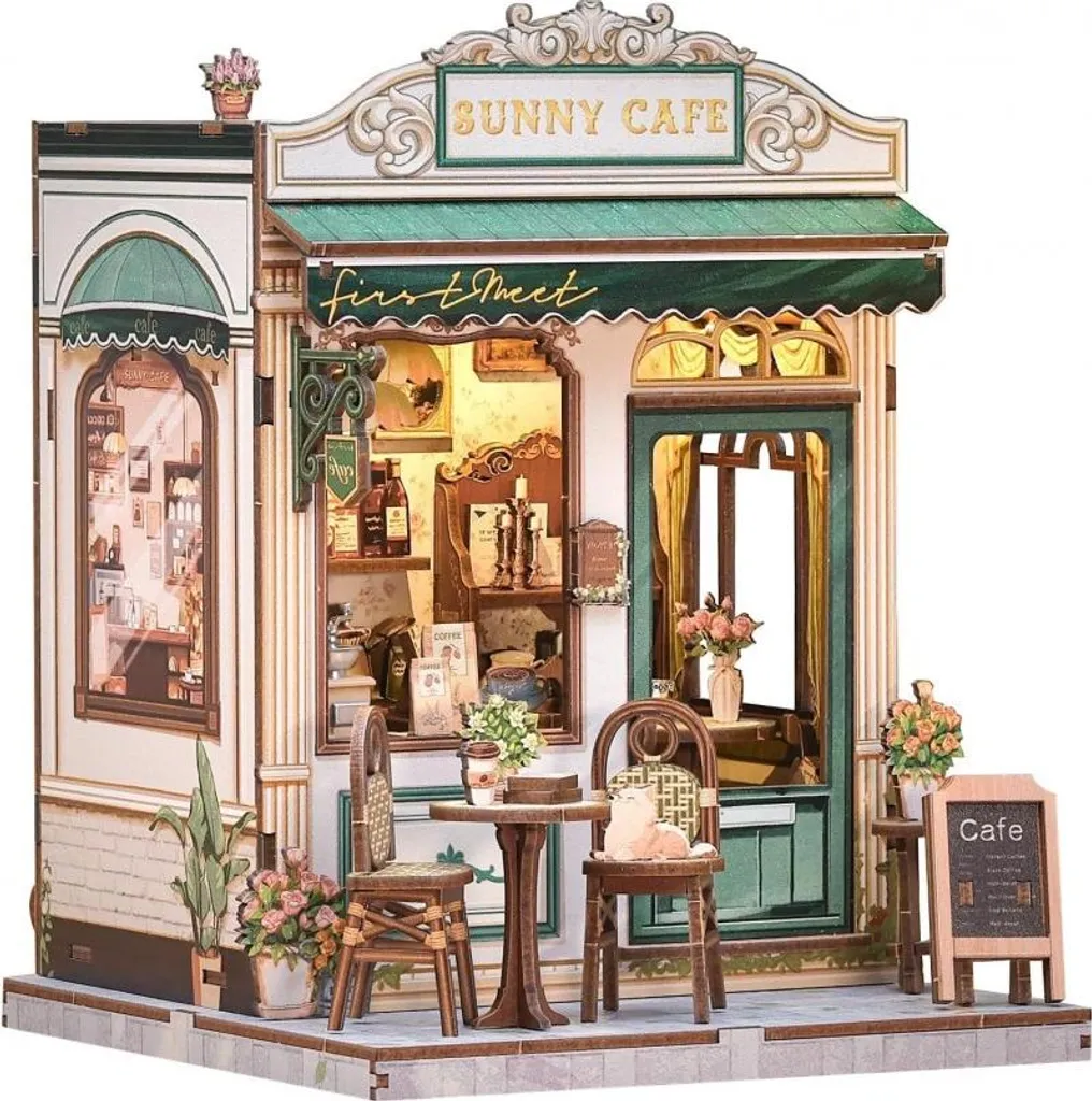 Puzzle 3D Mini Maison DIY Sunny Café Cutebee - Maquette Bois 233 Pièces
