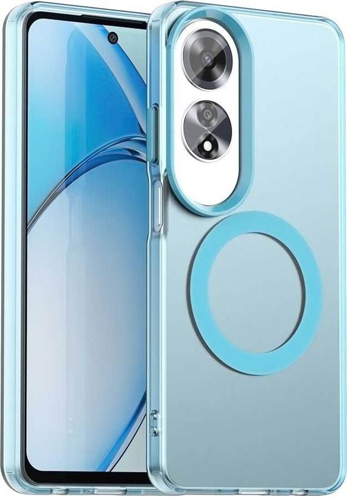 Magnetisch Hülle für Oppo A60, Schlank Durchscheinend Matt Stoßfest Handyhülle Blau