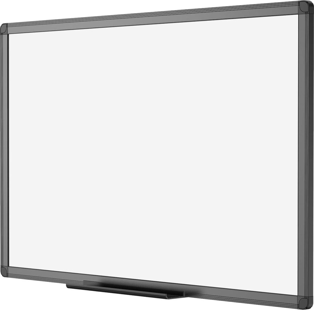 Magnetisches Whiteboard trocken abwischbar 90 x 60 cm mit schwarzem Aluminiumrahmen und Stifthalter