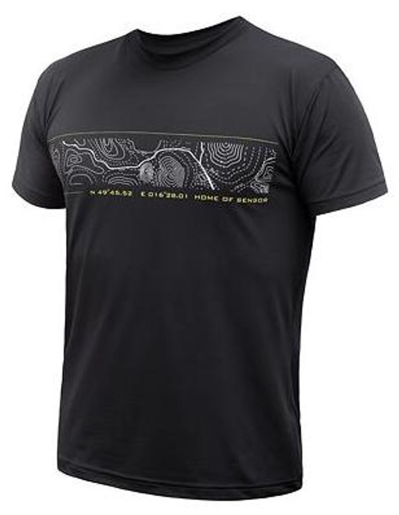 SENSOR Coolmax (Polyesterfasern) TECH GPS Herren-T-Shirt mit kurzen Ärmeln, schwarz, Größe L