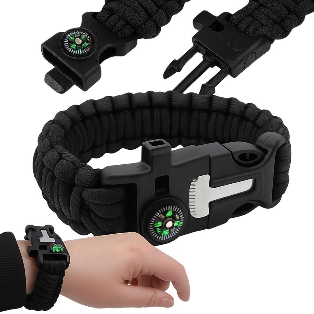 Survival náramok paracord 5v1 kompas kresadlo píšťalka Obrázok produktu 