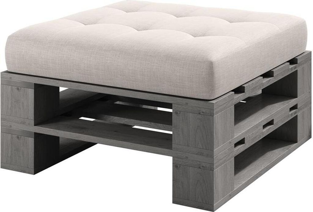 Lermowood Palettenmöbel Mp Hocker 80 x 80 x 30 cm Grau | Europaletten Indoor und Outdoor Lounge Gartenmöbel Holz Gartenmöbel Set Lounge Möbel T...