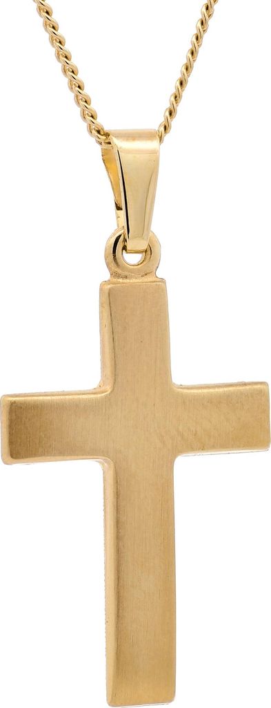 Gold Anhänger Kreuz mit Goldkette massiv 585 - 14 Karat Produktbild 