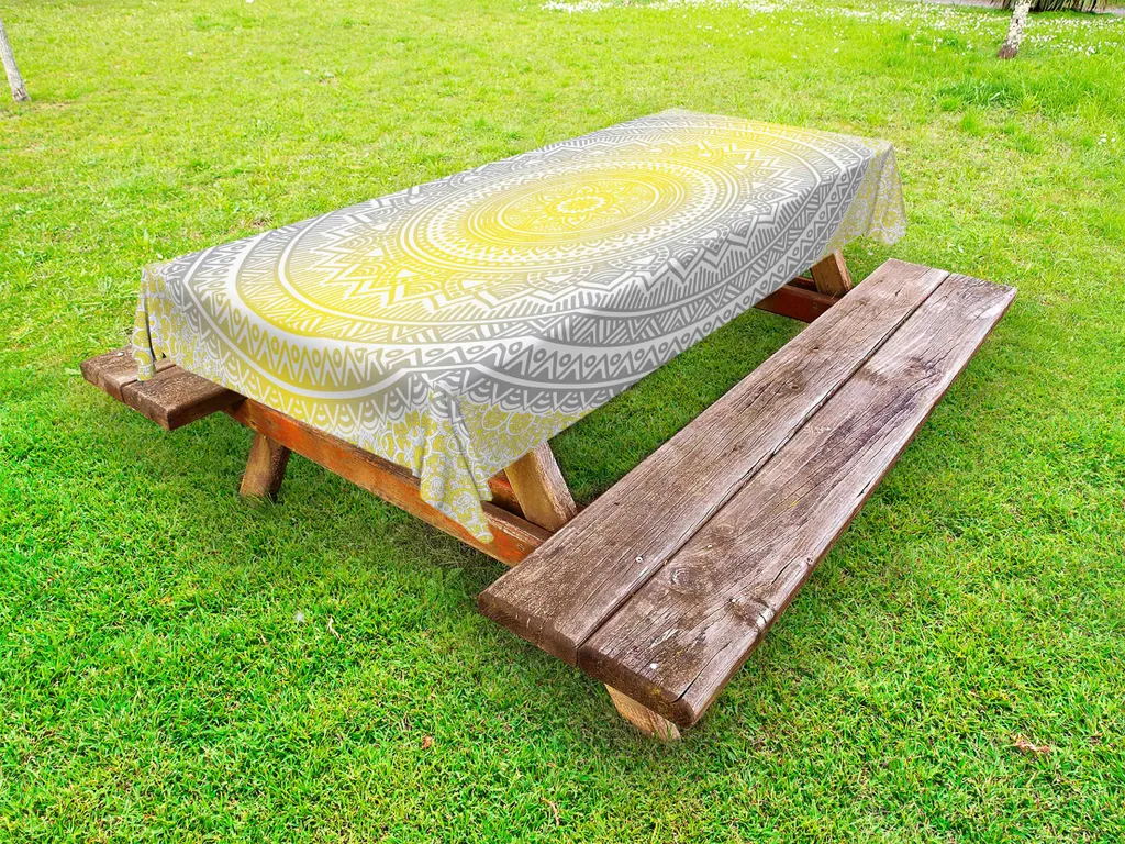 Tovaglia Meditazione Zen Grigio Giallo 145x265 cm ABAKUHAUS - Etnica