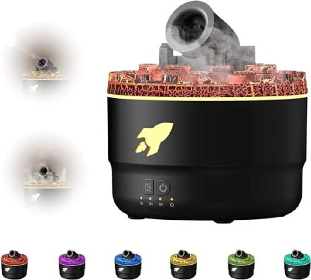 Cannon -Luftbefeuchter Timer Schlafzimmer, Explosion Aromatherapie Diffusor, Gerät ätherische Öle farbenfrohe LED -Leuchten, klein (schwarz)