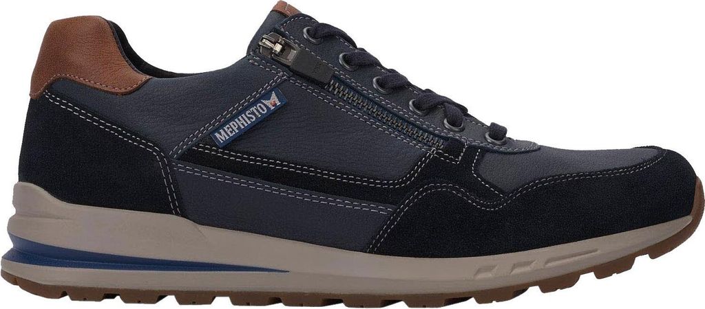 Mephisto Bradley Sneaker, Glatt- / Veloursleder, blau, Schnürung und Reißverschluss, Weite G 44