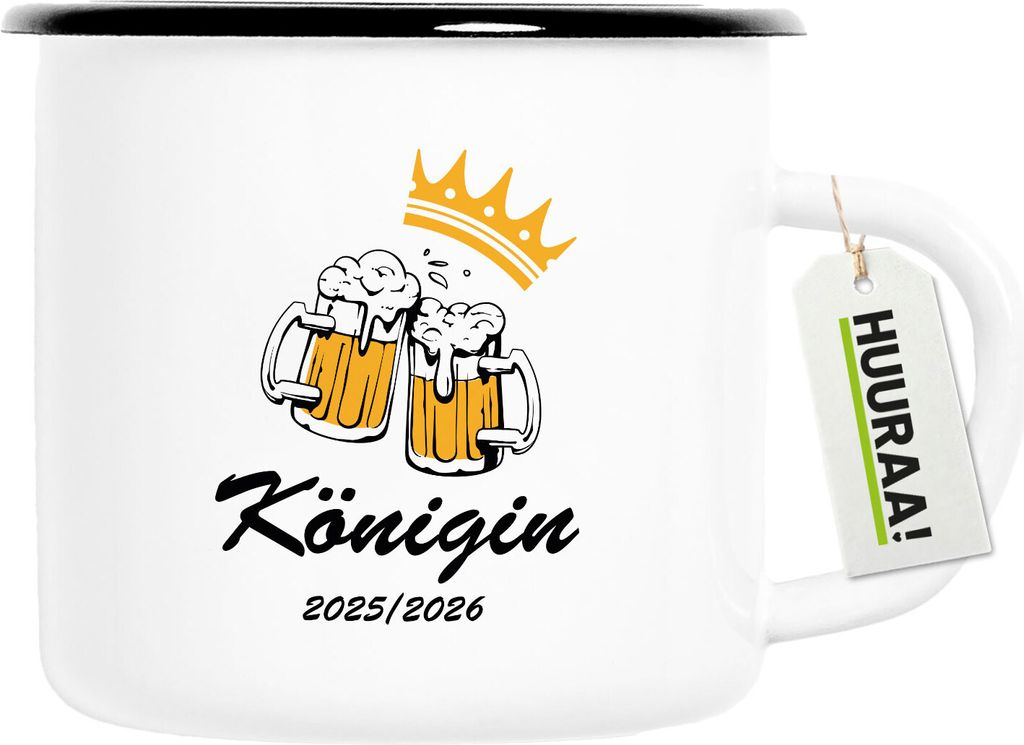 Huuraa Emaille Tasse Königin 2025/26 Schützenfest 300ml Vintage Campingbecher Geschenkidee