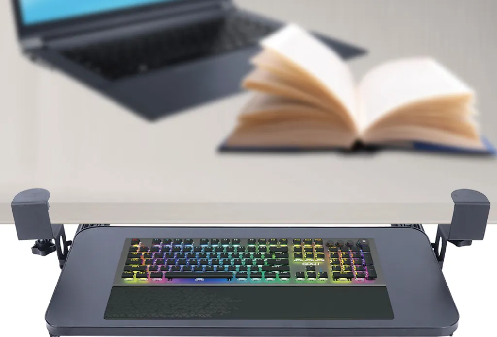 Support Clavier de Bureau Noir Ajustable avec Glissières Fluides et Robustes - 3