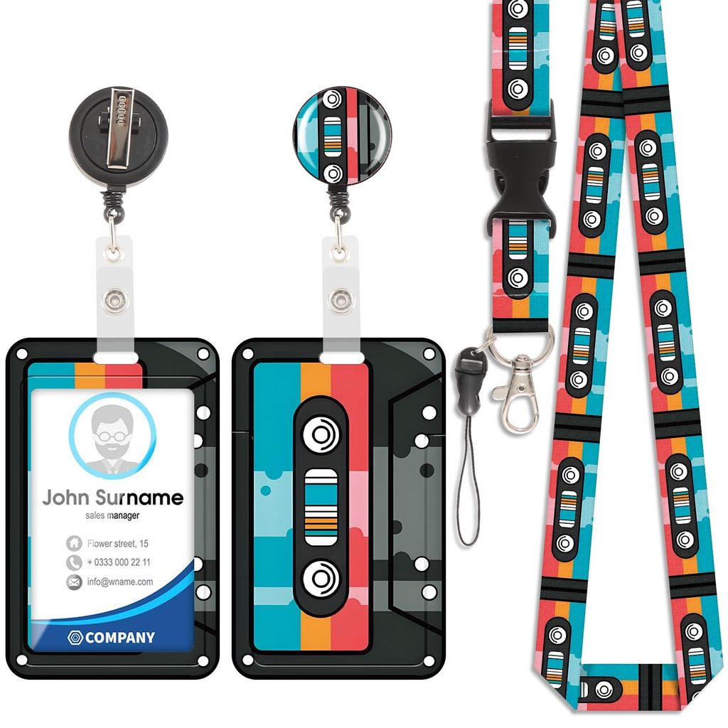 Ausweishalter mit Lanyard, Kunststoffetui mit abnehmbarem Lanyard, verschiebbarer Ausweishalter, modischer Kartenhalter mit ausziehbarem Clip, vert...
